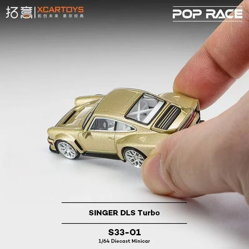 Фото POP RACE 1:64 PR640132 Porsche Singer DLS Turbo, золотая литая модель автомобиля из сплава, серия подарочных игрушек, подарок на Рождество, подарок для мальчика, игрушка для мальчика №4