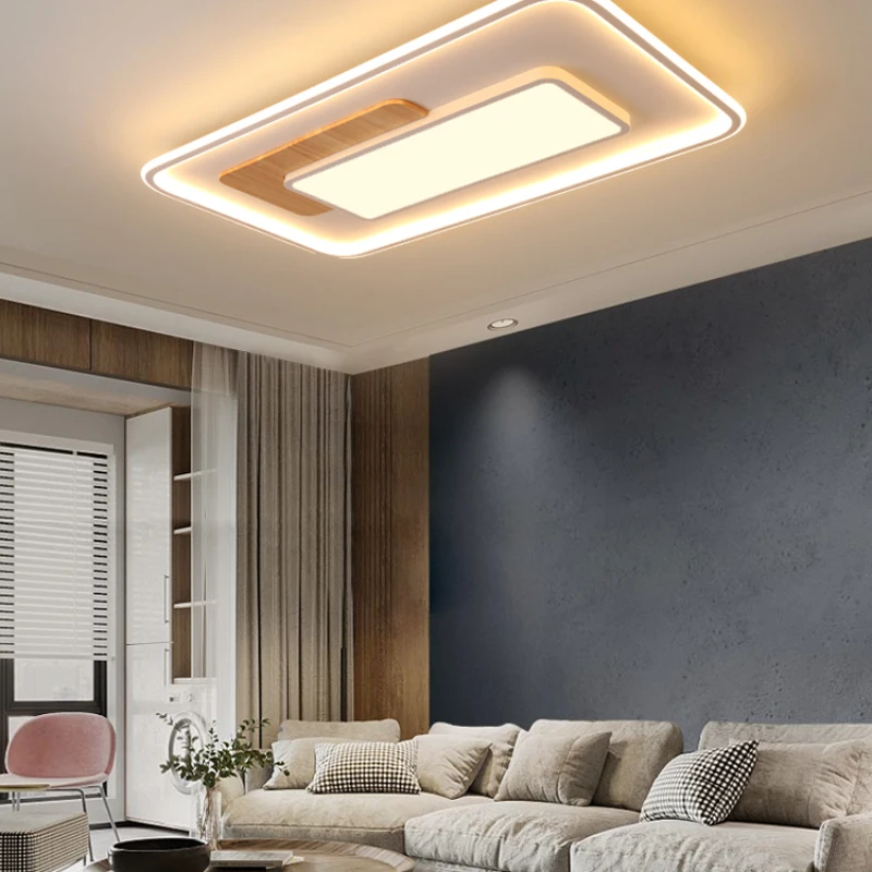 Lâmpadas de Teto Painéis para Sala Madeira Real Decorações Modernas Lâmpadas Interiores Estar Quarto Corredor Luminária Iluminação Redonda Led