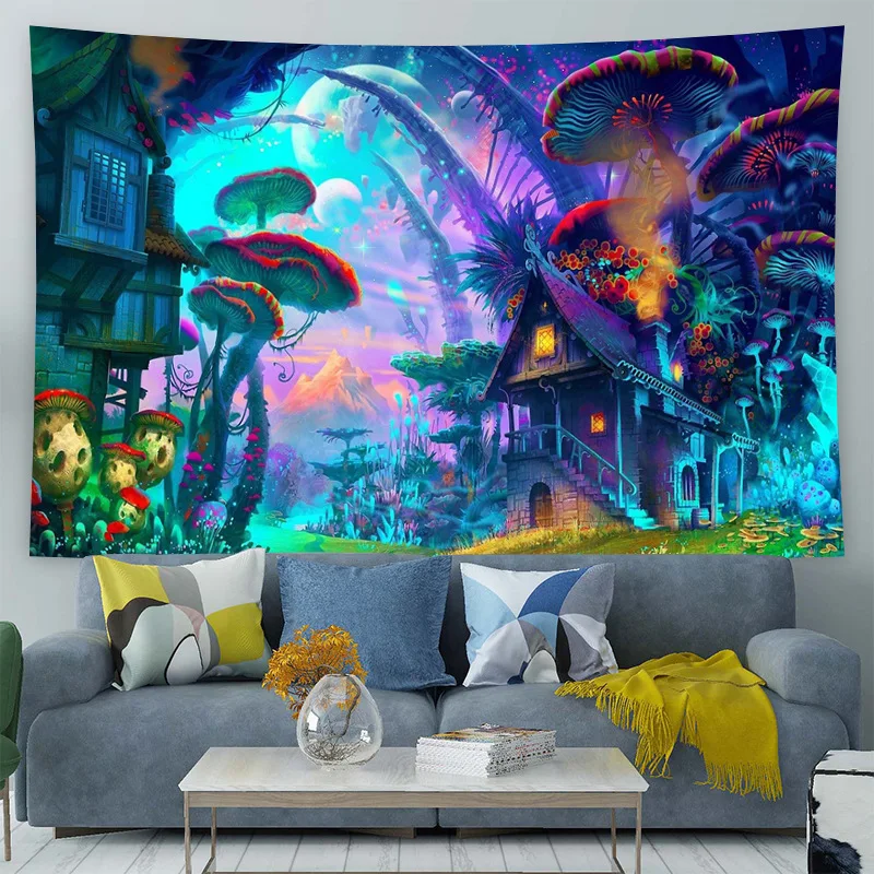 

Fantasy Landscape Tapestry Wall Hanging Psychedelic Trippy Tapestry for Home Dorm Decor Hill Colorful Abstract Tapestries