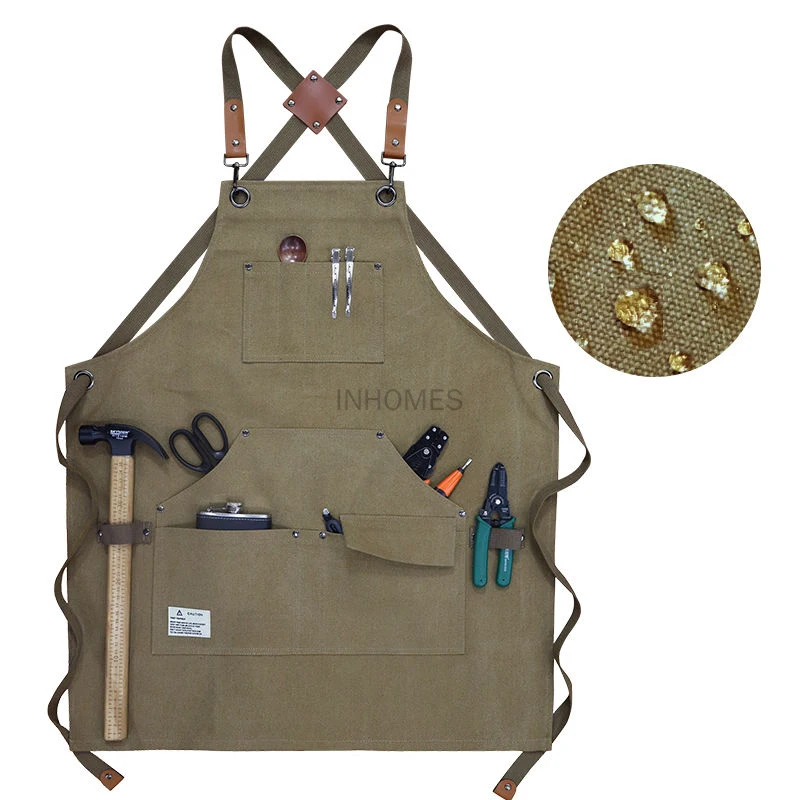 

Waterproof Thick Canvas Carpenter Garden Apron Custom Logo Cafe Chef Shop Hairdresser Barber BBQ Kitchen Apron delantal barista