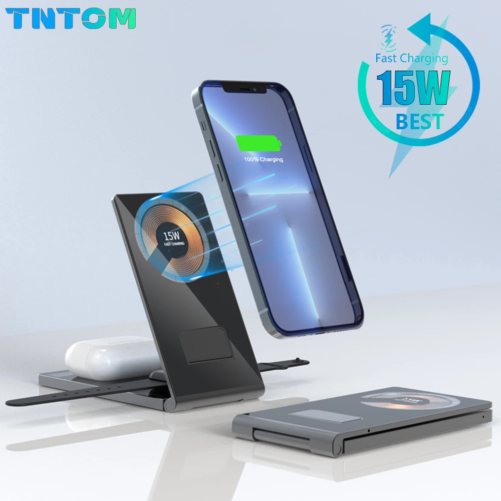 

15W Magnetic Wireless Chargers Stand Phone Holder QI Fast Charging Station For iPhone 13 14 11 12 Pro Max X XS XR 8 Airpods Pro