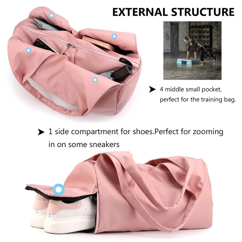 Carry On Travel Duffle Bag Packable Luggage Travelling Gear Sports Gym Bags Lightweight Tote Shoulder Pack, Black