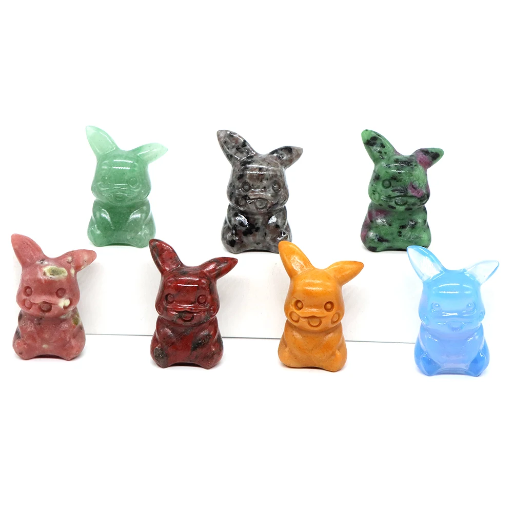 

1.5" Cute Cartoon Fantastic Animal Statue Reiki Healing Crystal Quartz Carved Gemstone Figurine Crafts Home Decoration Kids Gift