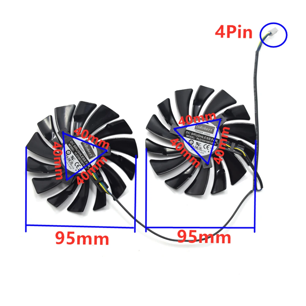 Новый вентилятор охлаждения 95 мм PLD10010B12HH 4Pin, замена кулера для MSI GTX 1060 1070 1080Ti RX480 470 480 570 580, графическая карта (art.: 7ae2e9e51) - 7ae2e9e51