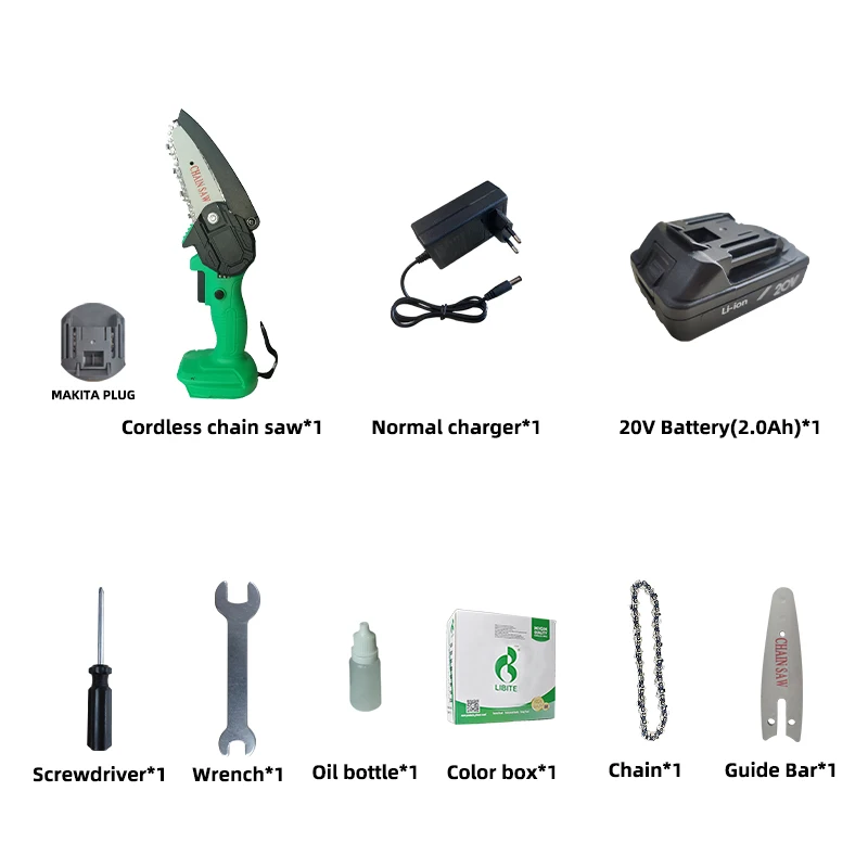 

20V Lithium Battery 4inch Cordless MINI Chainsaw Branch Cutter Garden Tree Bush Trimming Saw For Wood