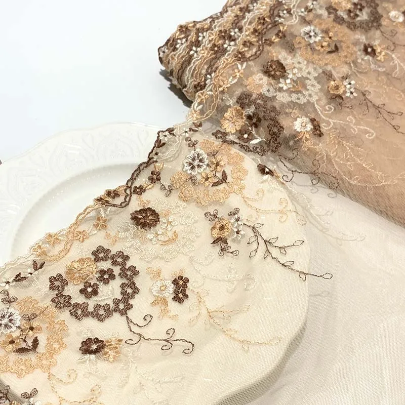 15 ярдов кружевная бейка с цветочной вышивкой темно-зеленая сетка аксессуары для