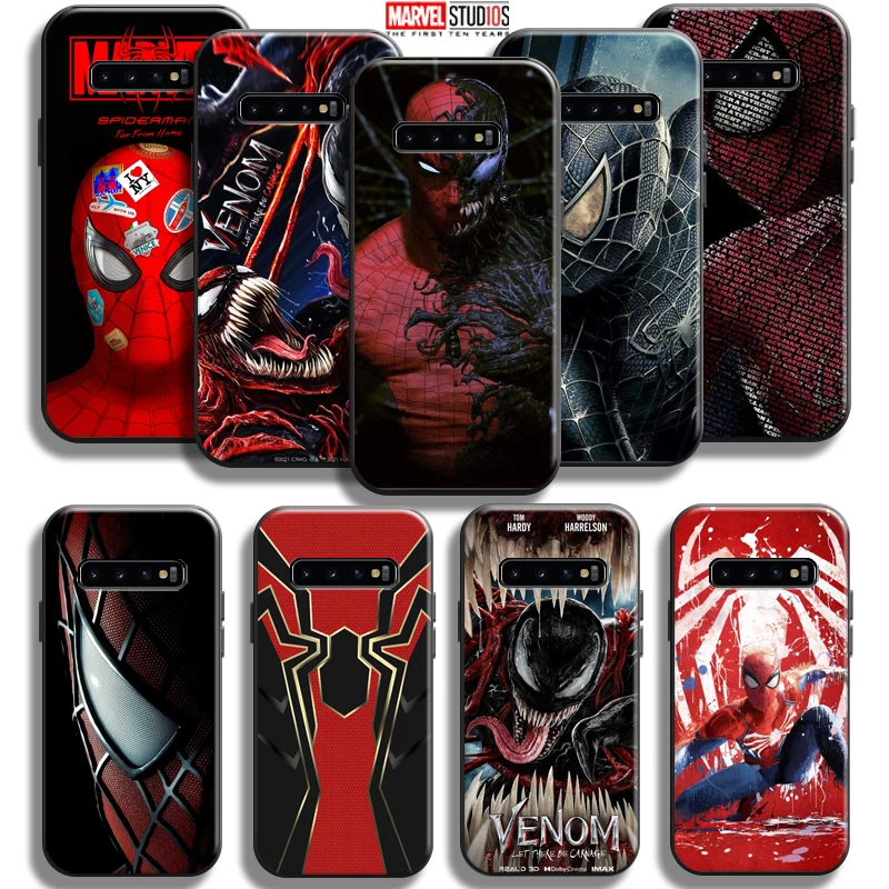 

Marvel Spiderman Venom Phone Case For Samsung Galaxy S10 5G S10E S10 Lite S10 S9 S8 Plus Liquid Silicon Funda Back Soft