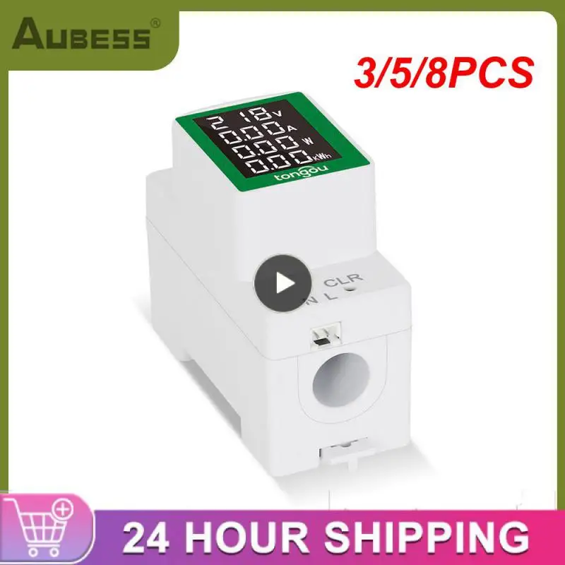 

3/5/8PCS 50v Power Meter Practical Din Rail Wattmeter Durable Portable Voltmeter Current Monitor For Smart Home Factor Time