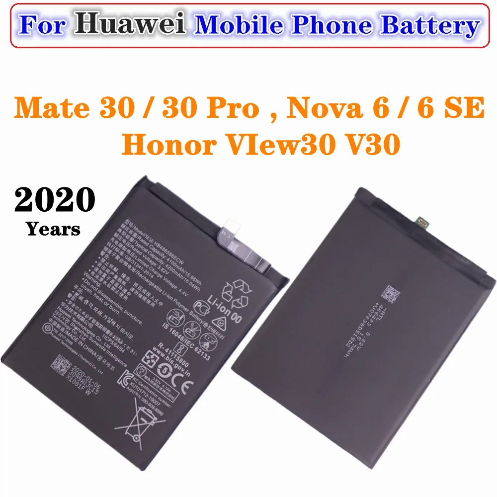 

Mate 30 Battery HB486586ECW For Huawei Mate 30 Pro , Nova 6 / 6 SE , Honor VIew30 VIew 30 V30 Phone Battery 4200mAh Batteries