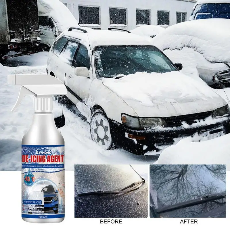 

Car Snow Melt Spray Deicing Agent 60ml Car Snow-melting Spray Deicer Quick Snow-melting Ice Spray Winshield De-Icer