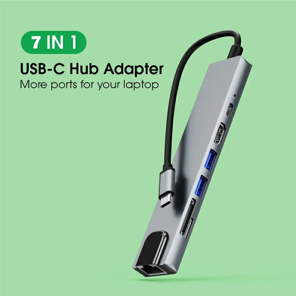 

Сетевой адаптер 7 в 1 с портом USB Type-C на 100 м и кардридером RJ45
