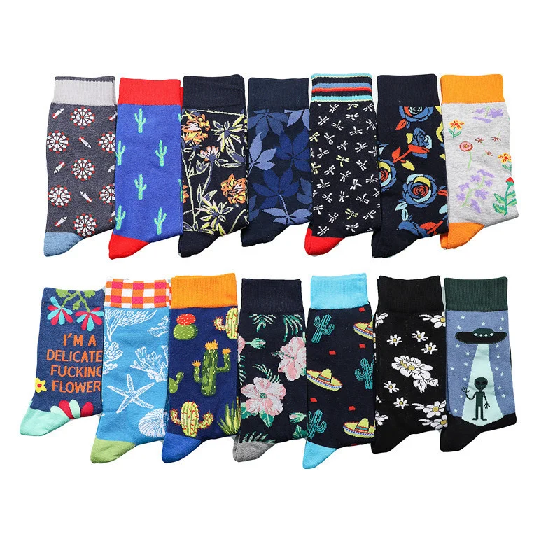

Peonfly Trendy Personalized Design Pattern and Cute Alien There Are Cactus s Also Beautiful Flower Socks