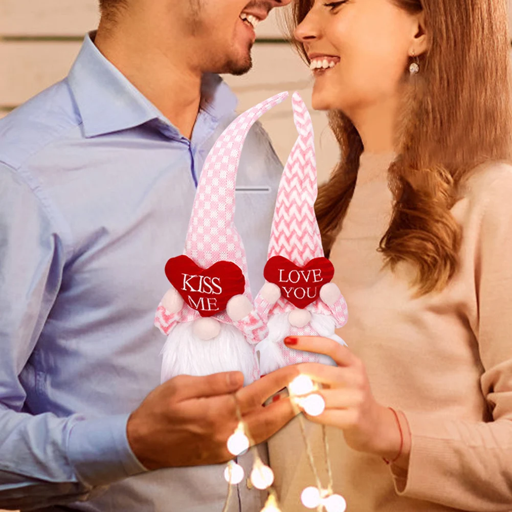 

2Pcs Valentine's Day Faceless Doll Ornament Nordic Gnome Old Man Love You Heart Doll for Home Decorations New Year Gifts Toys