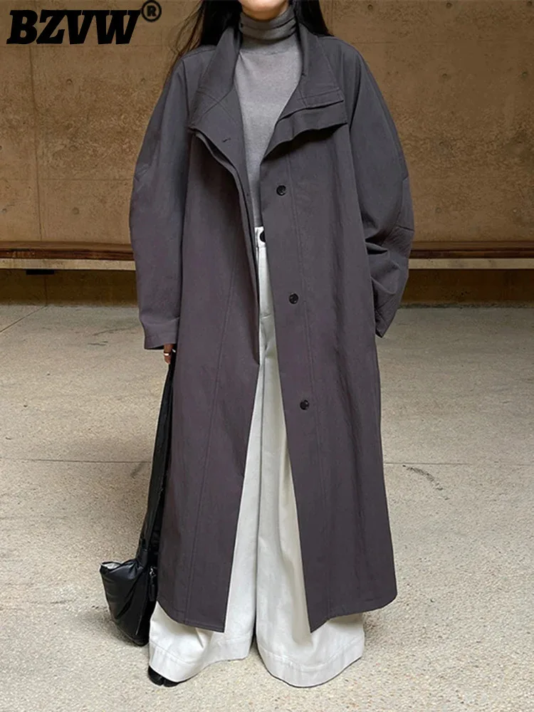 Женская Офисная ветровка BZVW с воротником-стойкой и длинным рукавом однобортное