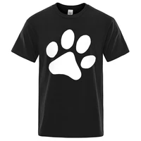 white cat paw print men tops fashion crewneck brand t shirt cotton summer t shirt pattern breathable o neck clothes oversize top