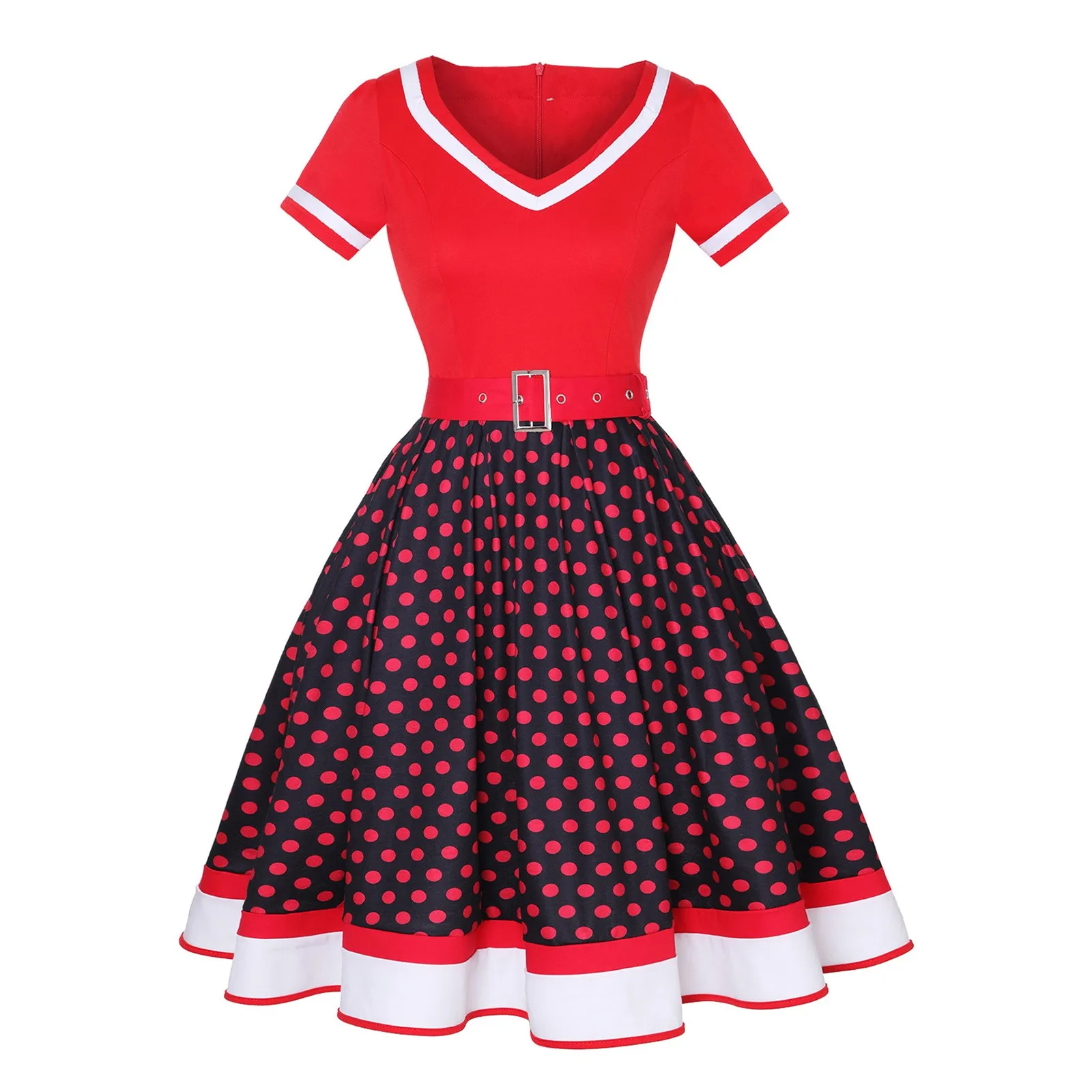 

Women's Retro V Neck Bobbing Dress Mini Dresses for Women Casual Long Sleeve