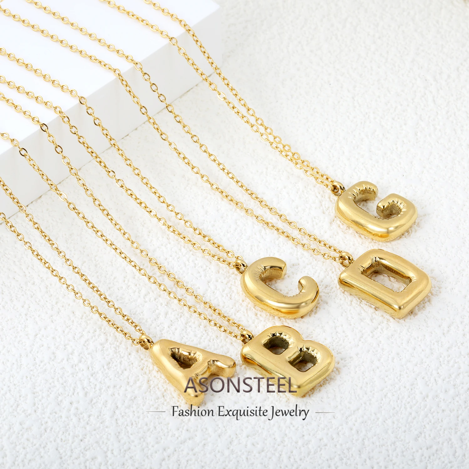 ASONSTEEL ожерелье с подвеской в виде пузыря из нержавеющей стали и 26 букв для женщин