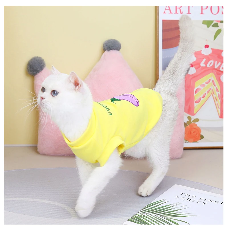 Одежда для кошек баклажаны и тыквы вышитый логотип маленьких собак свитер