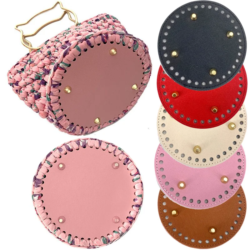

1PCS Bag Supplies Round Leather Bottom Crochet Bag Making Bottom Mat Cushion Purse Pad Bottom Base