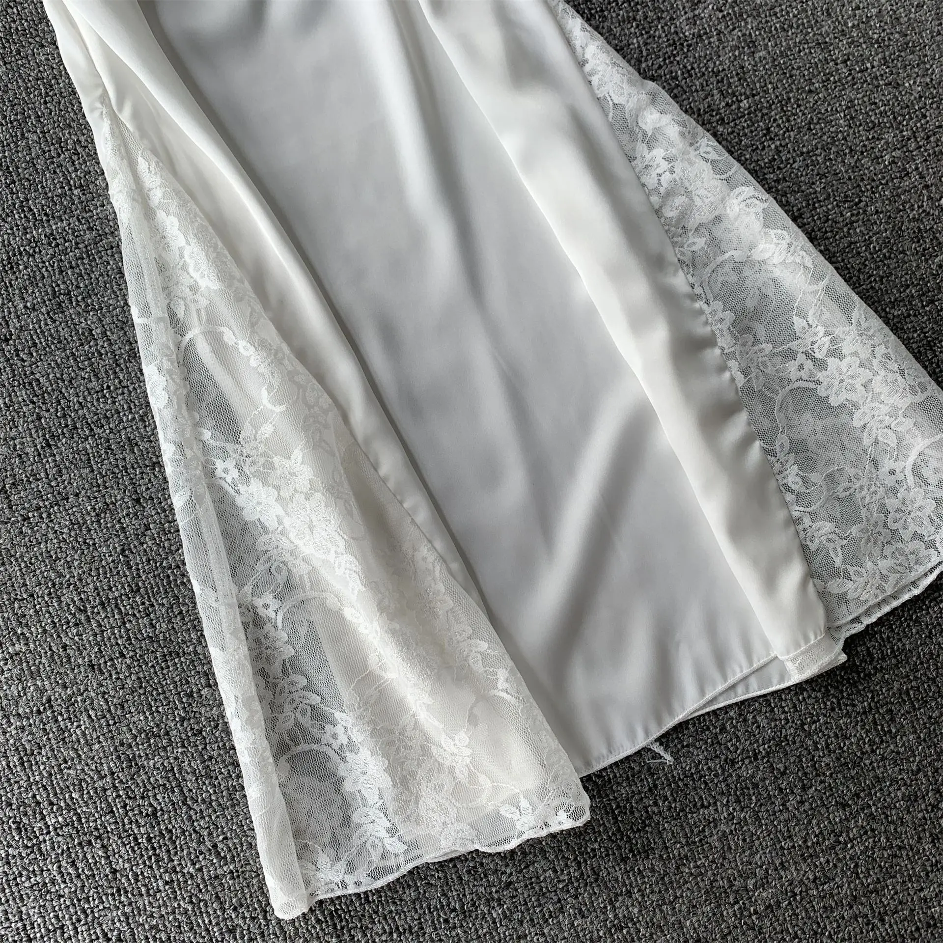 Spring and summer sexy pajamas cross beautiful back nightdress silk suspenders temptation lace pajamas mesh through