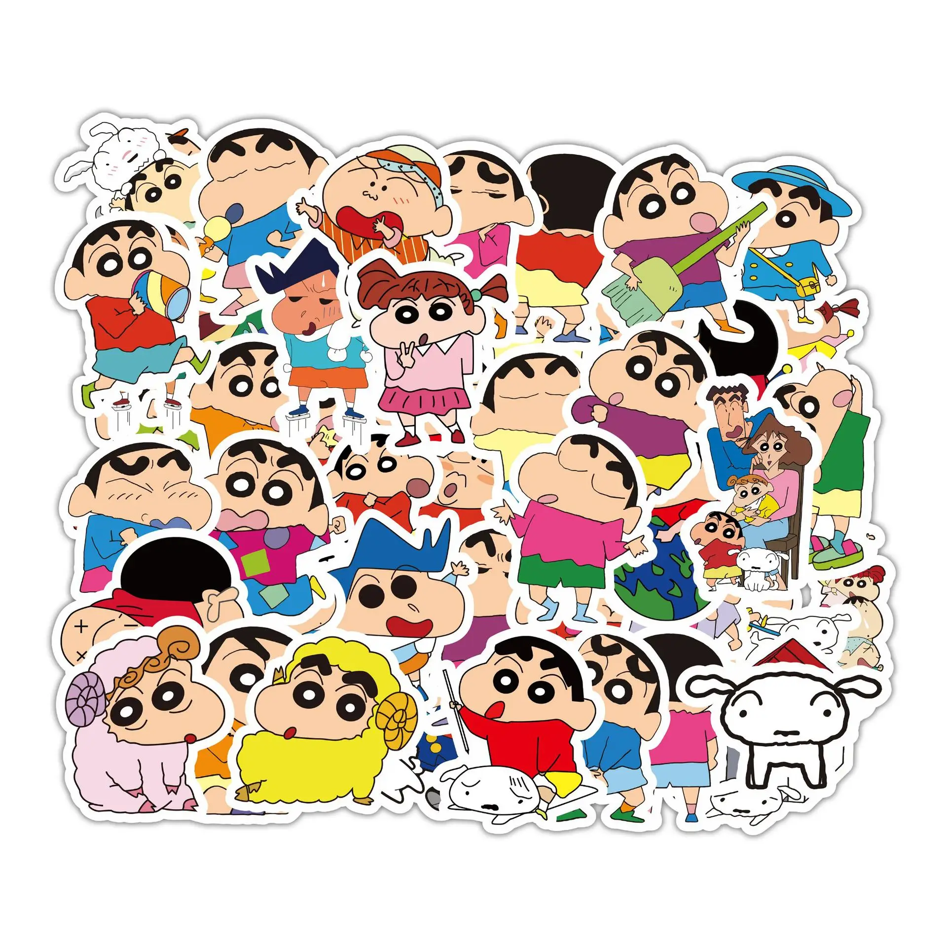 50pcs New Crayon Shin-chan Stickers Guitar Skateboard Waterproof Sticker Cute Anime Stickers Laptop Skin Kawai Phone Case