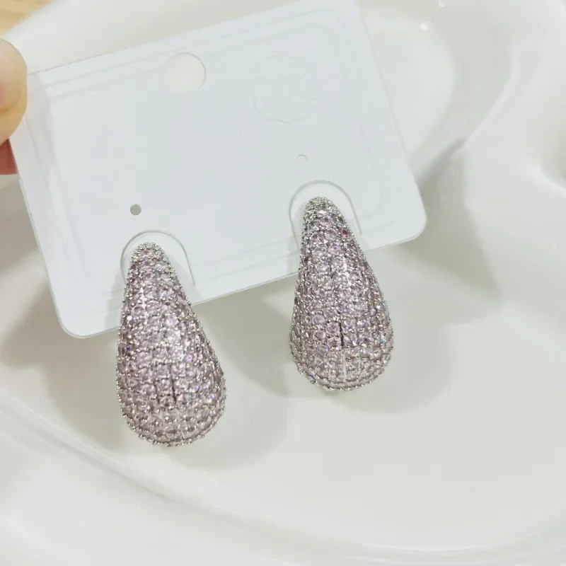 Новые женские серьги с медным вставкой и искусственным цирконом полной