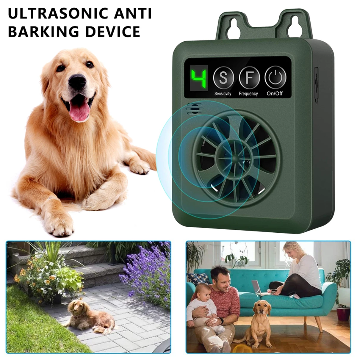 

New Anti Barking Device Ultrasonic Bark Stopper Reusable Portable Dog Barking Control Device with 3 Adjustable Frequency IP65