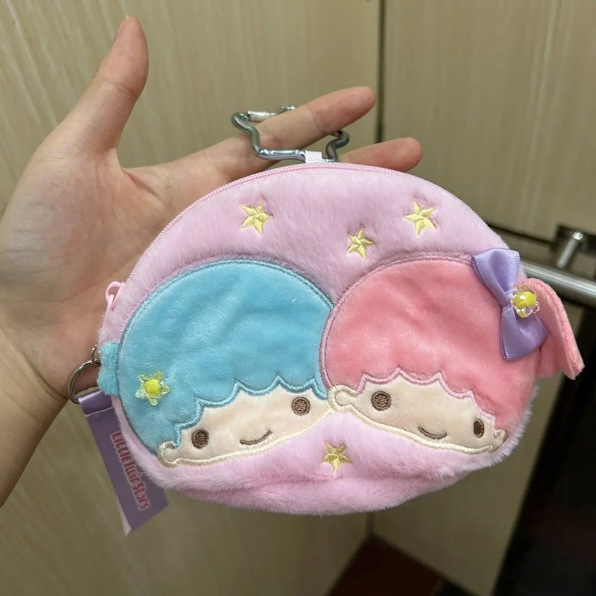 Фото Кошелек Sanrio Little Twin Stars Kikilala, маленькая сумка для хранения мелочей, подвеска-брелок с пряжкой в виде звезды, подарок, украшение, игрушка №3