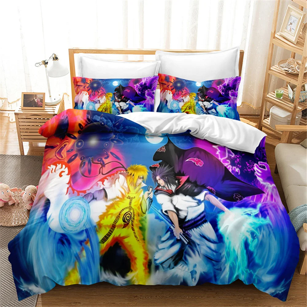 

Ninja Uzumaki Uchiha Narutoes Duvet Cover Cartoon Bedding Set Double 200x200 Size for Kids Boy Girls Bedroom Decor Home Textile