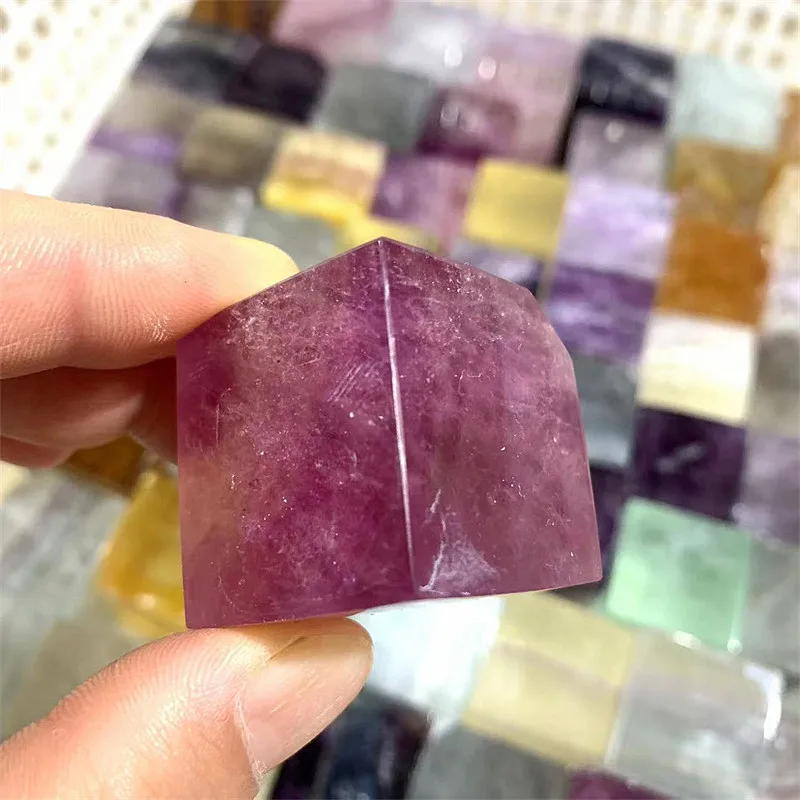 Радуга флюорита из натурального полированного драгоценного камня Хрустальный