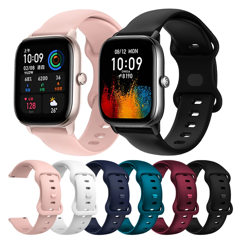 Ремешок силиконовый с застежкой-бабочкой для Huami Amazfit GTS/2/2e/3/GTS4 Mini GTR 3 Pro/GTR4/2/stratos 20 22