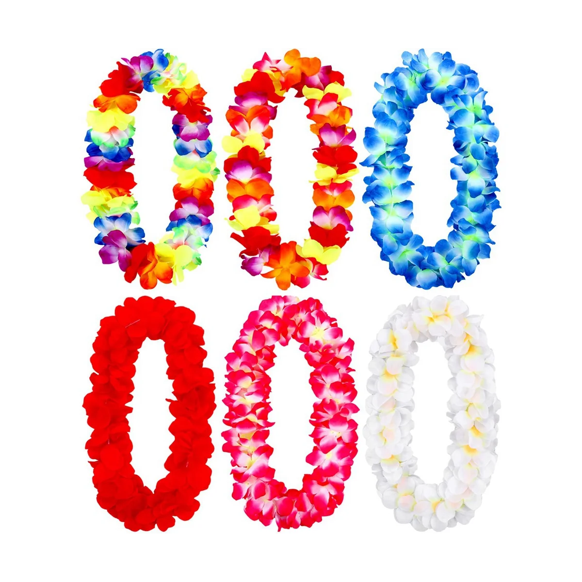 

6Pcs Hawaiian Leis Necklace Hawaiian Floral Leis Bulk Hawaiian Garland Luau Party Supplies and Summer Party Decorations