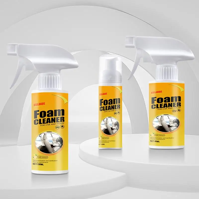 

60ml/120ml Multi-use Car Interior Foam Cleaner Liquid Strong Stain Remover Spray Auto Leather Seat Clean Decontamination Agent