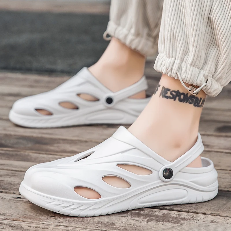 Summer Mens Breathable Beach Sandals Thick Sole Clogs Cool for Wading Fishing Outdoor Sandals