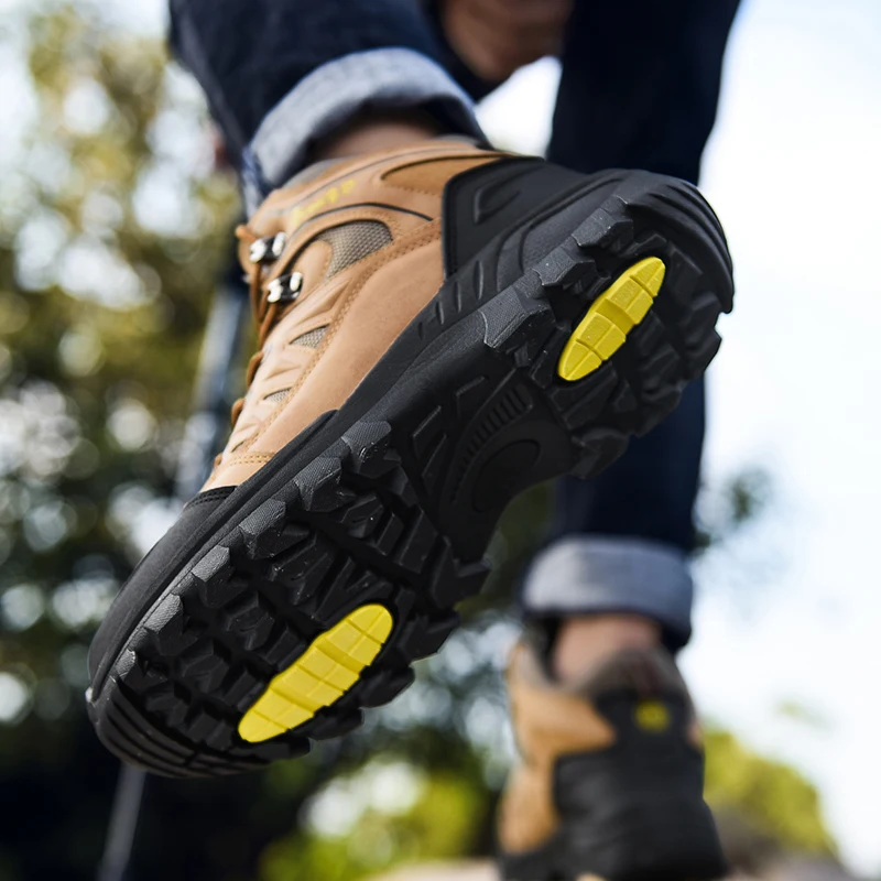 Brown Hiking Boots Men Light Comfortable Men Trekking Shoe Travel Shoes Plus Size 47 High top Hiking Shoes Women Camping Sports