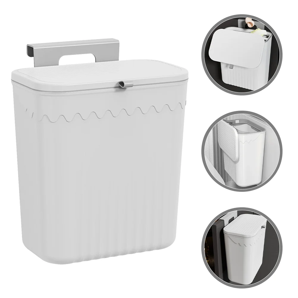

Hanging Type Trash Can With Lid Bathroom Wall Mounted Punch-free Waste Bin Household Trash Can Food