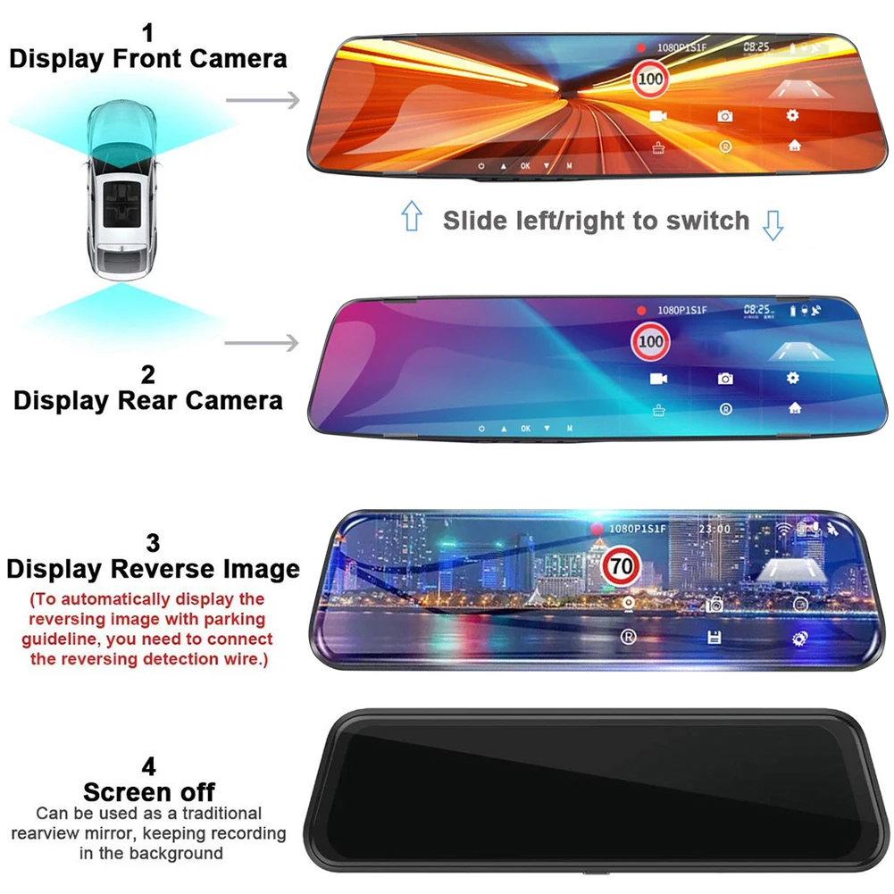 

Car DVR Car Video Recorder Car Recorder 10 Inches 1080P Reversing Video Driving Recorder High Quality Universal