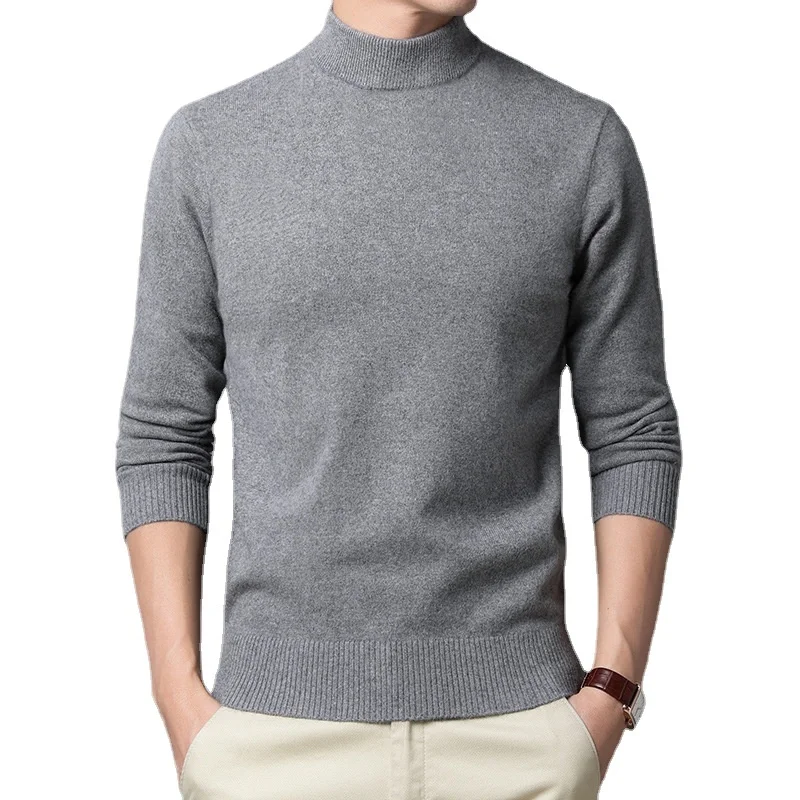

2022 Sweater Warm Men's Half Turtleneck Solid Color Pullover Fashion Thickening Middle-aged Long-sleeved Top pullover