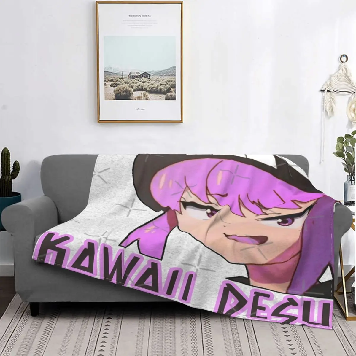 

Kawaii Desu-Manta de Anime 3, colcha a cuadros, mullida, Thermal, para la cama