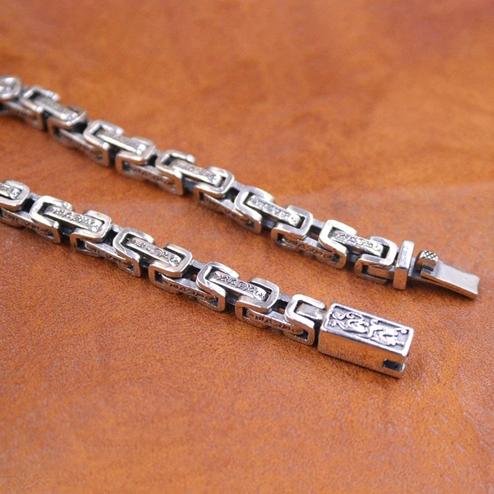 Настоящая твердая кожа серебряная цепочка Мужской Дракон 5 мм мантра