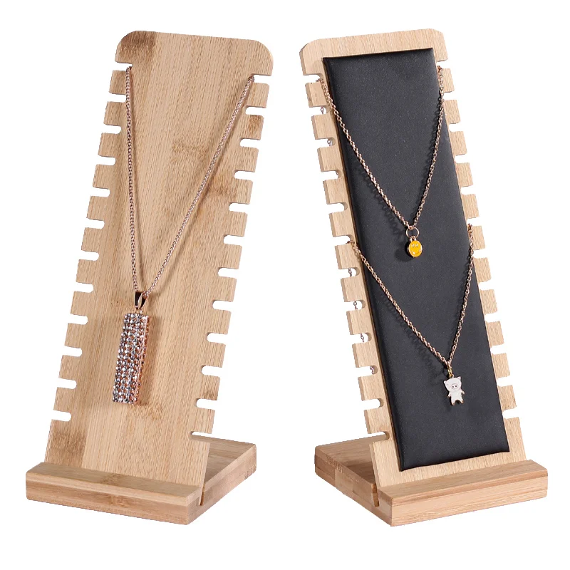 Solid Bamboo Jewelry Display Stand Necklace Bracelet Display Stand Wooden Multiple Necklaces Easel Showcase Display Holder Board