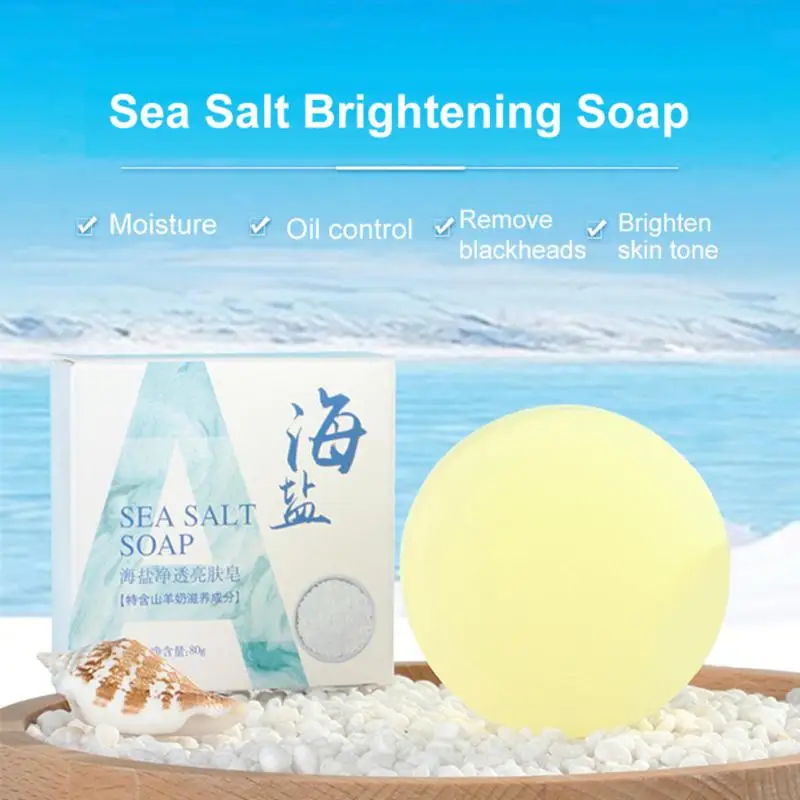 

Sea Salt Soap Oil Whitening Control Remover Moisturize Face Wash Acne Treatments Goat Milk Soap Deep Cleansing Pores Blackheads