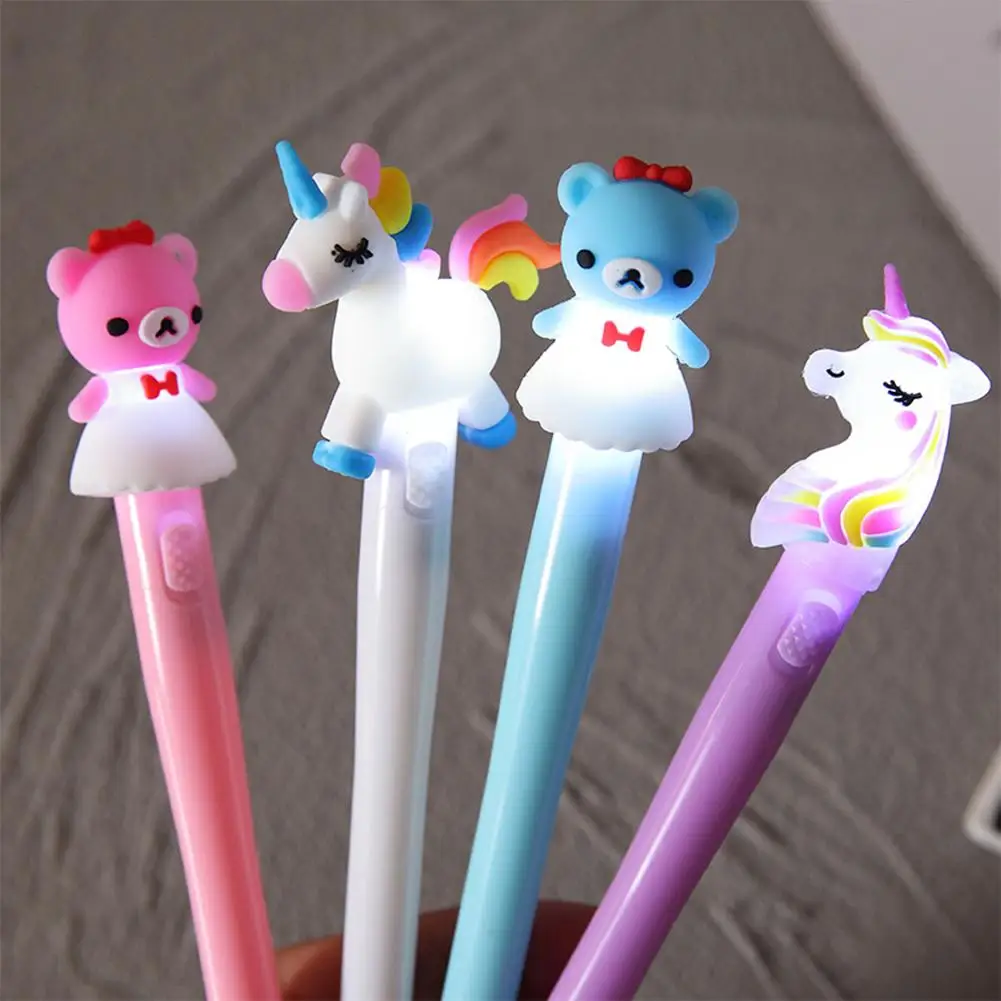 

4pcs/set 0.5mm Light Pen Set Creative Cartoon Glowing Pen Student Stationery Writing Tool School Supplies for Kids Children Gift