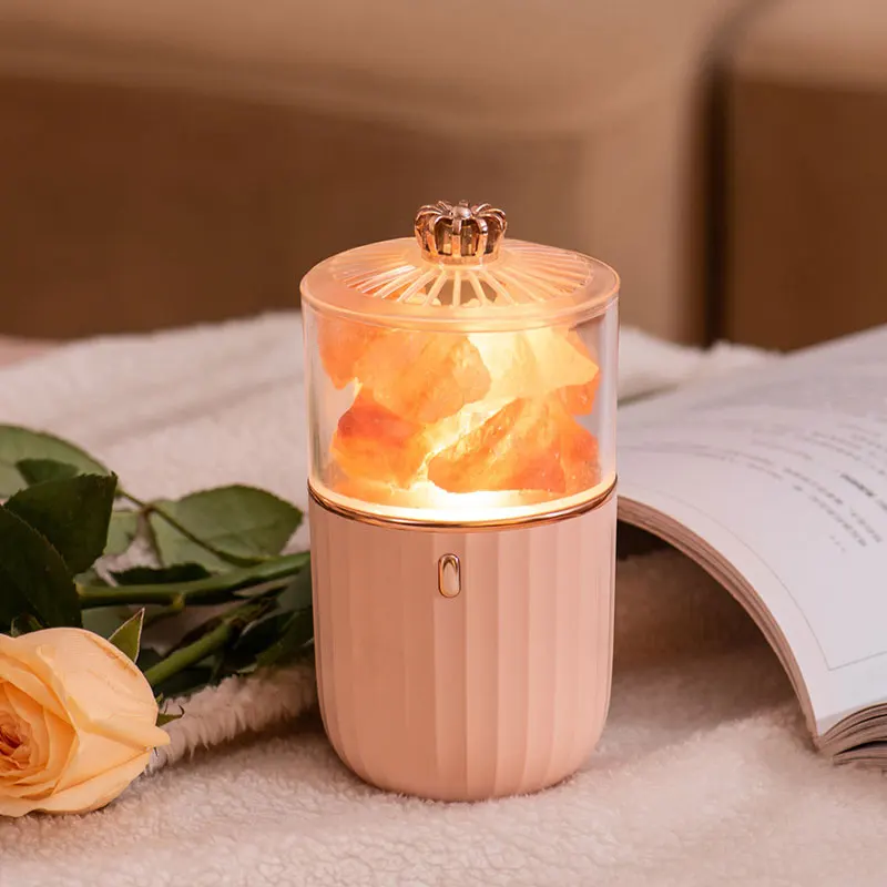 

Natural Crystal salt lamp novelty gift For home bedroom LED Aroma Desk lamp USB rechargeable colorful atmosphere night light