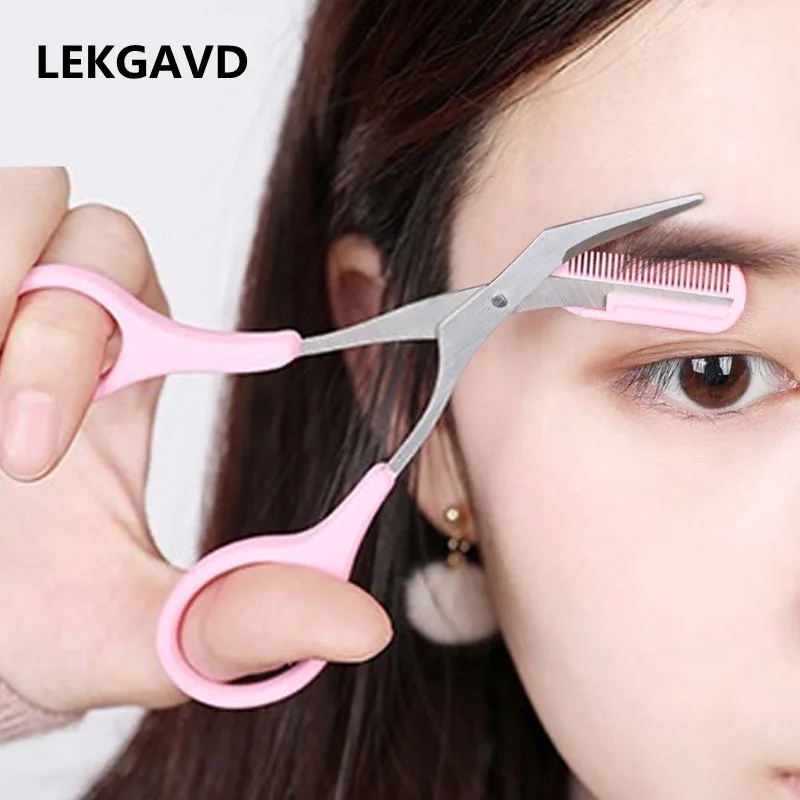 Eyebrow Trimmer Scissors With Comb Stainless Steel Eyebrow R