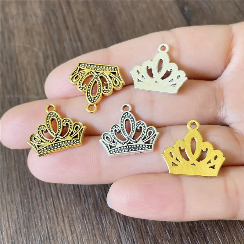 

17*18mm Bracelet Necklace Crown Making Pendant Accessories DIY Amulet Classic Supplies Alloy Jewelry Wholesale Parts