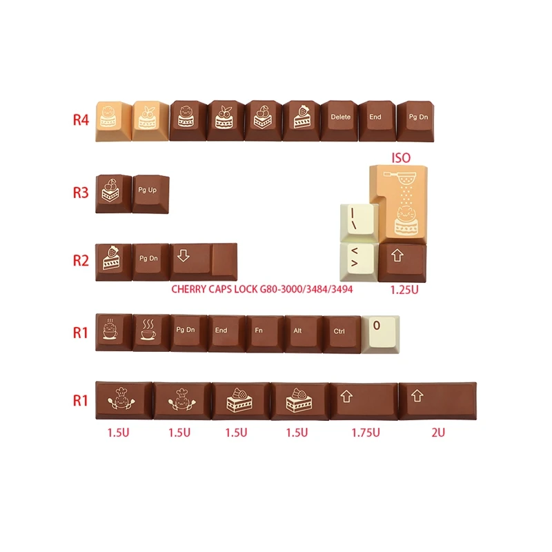 

Механическая клавиатура 136 клавиш GMK Tiramisu Keycap Pbt для клавиатуры Cherry Profile Dz60/RK61/64/Gk61/68/84/87/96/980/104/108