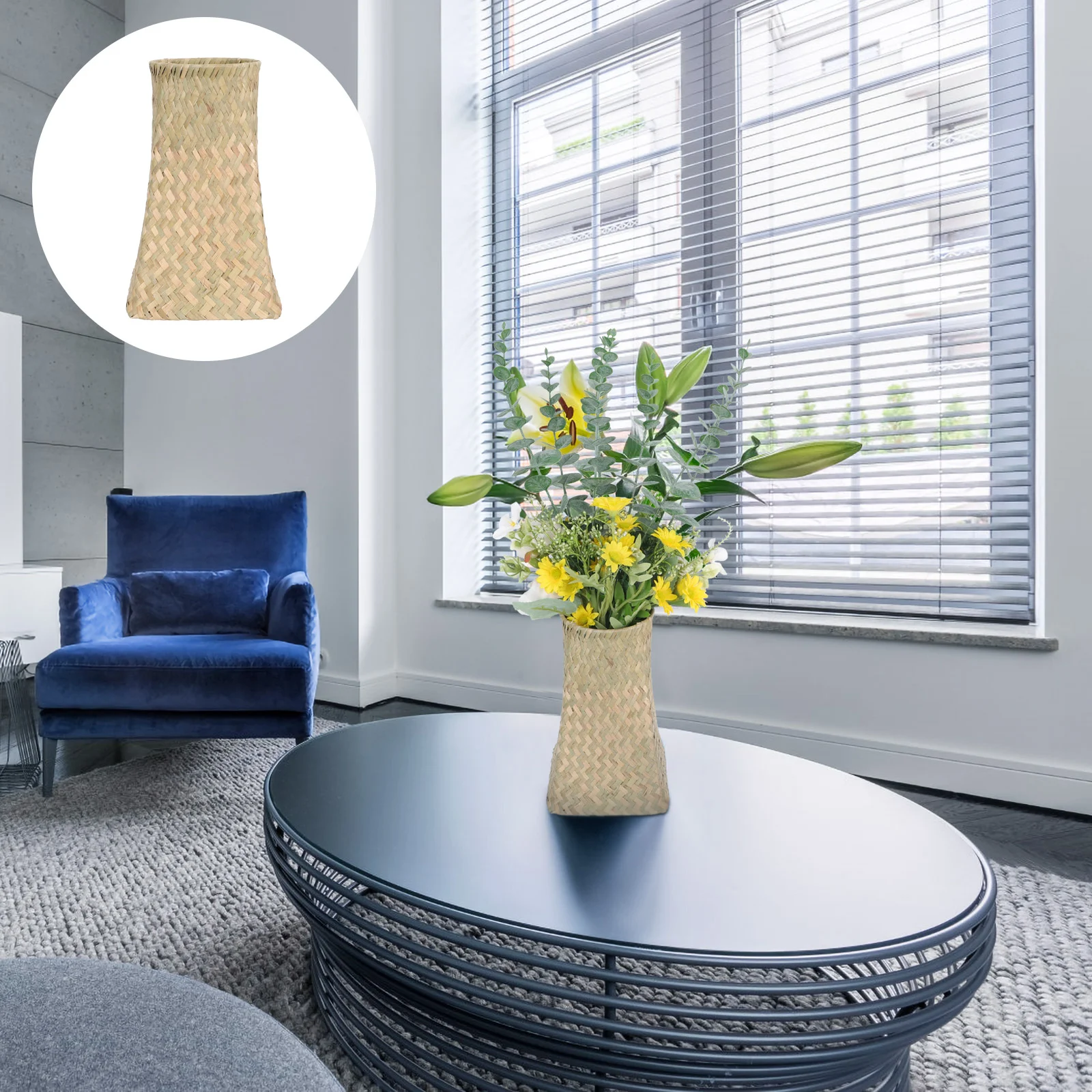 Плетеная ваза банка для карандашей офисный держатель горшка органайзер чехол