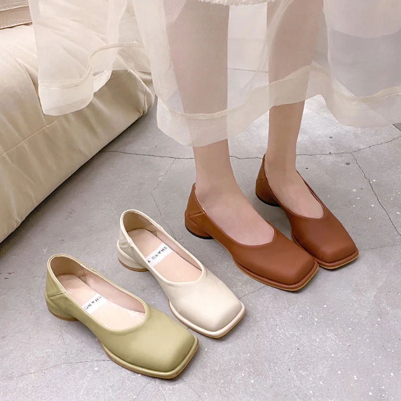 

Повседневная женская обувь на платформе и низком каблуке, женские туфли с квадратным носком и закрытым носком, модная обувь, криперы бабушк...