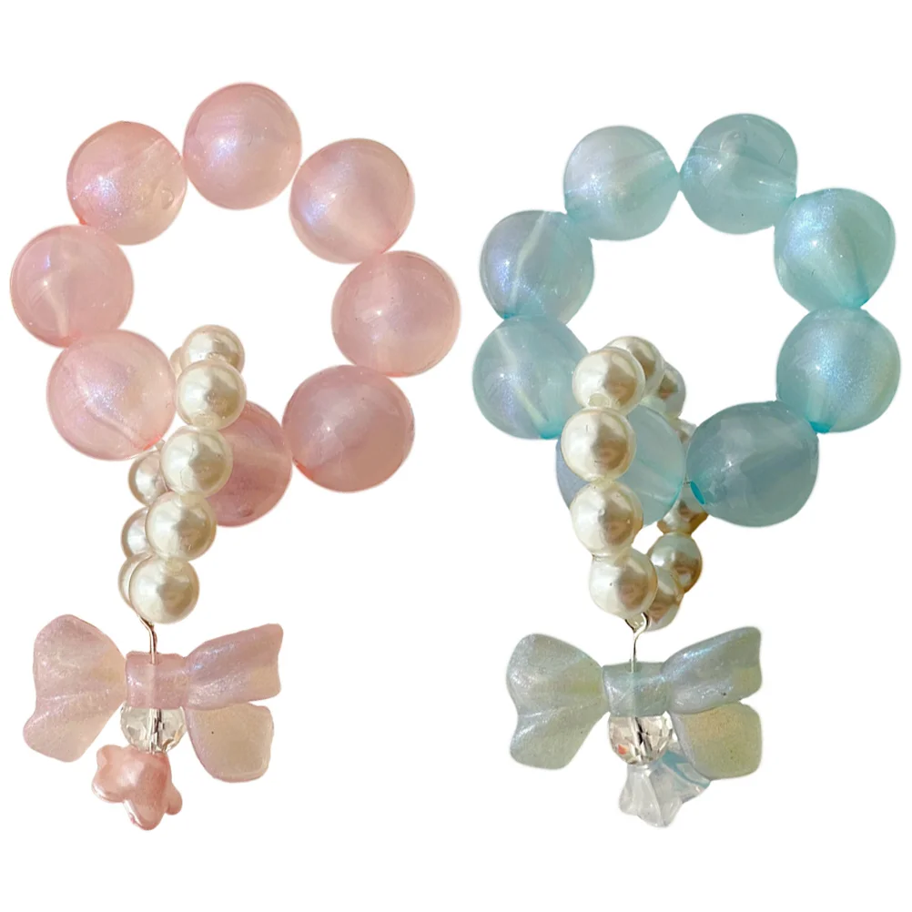 

2pcs Beaded Phone Chains Acrylic Beads Phone Lanyard Lightweight Bracelet Keychains